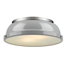  3602-14 PW-GY - Duncan 14" Flush Mount in Pewter with a Gray Shade